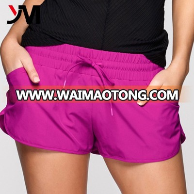 2017 new trending simple healthy life purple lady sports shorts with elastic waist band for customize color size and logo